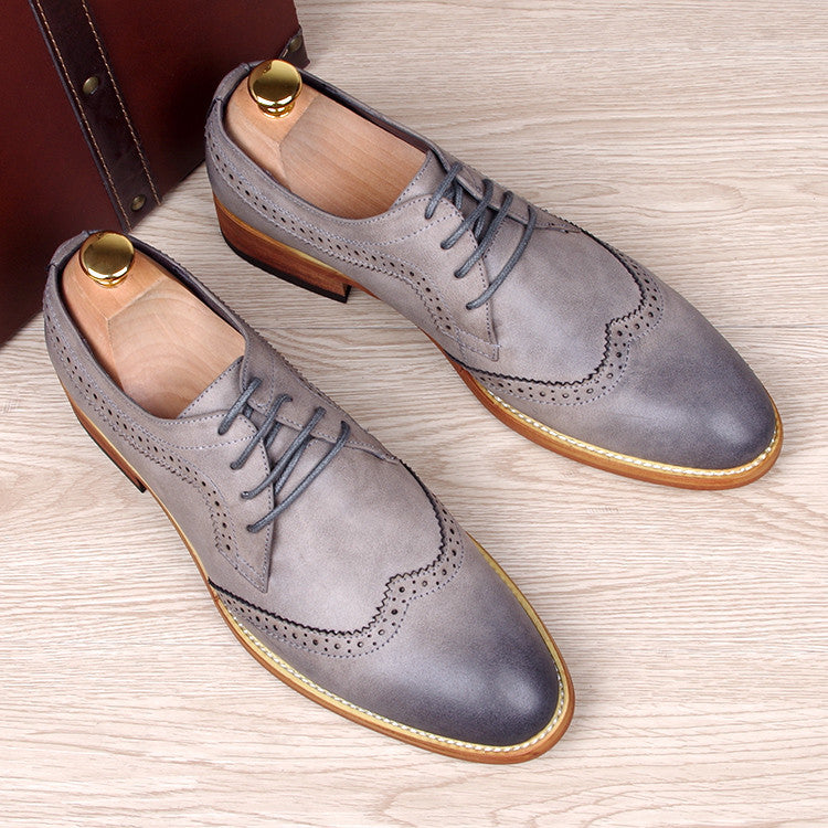 Men's carved genuine leather brogue shoes man oxford bullock flats shoe vintage lace up casual business gentle dress-Dollar Bargains Online Shopping Australia