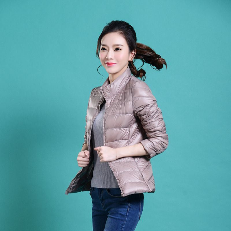women Plus Size ultra casual light winter warm duck down jacket Zipper coats Stand Collar slim Outwear suit Parka Feminino tops-Dollar Bargains Online Shopping Australia