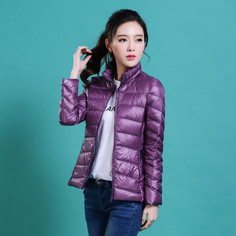 women Plus Size ultra casual light winter warm duck down jacket Zipper coats Stand Collar slim Outwear suit Parka Feminino tops-Dollar Bargains Online Shopping Australia