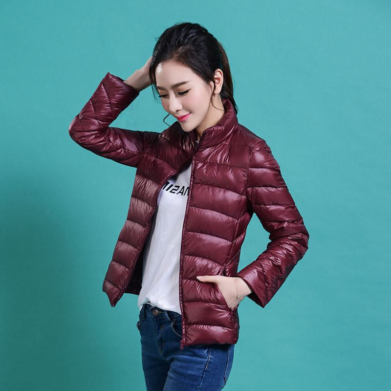 women Plus Size ultra casual light winter warm duck down jacket Zipper coats Stand Collar slim Outwear suit Parka Feminino tops-Dollar Bargains Online Shopping Australia