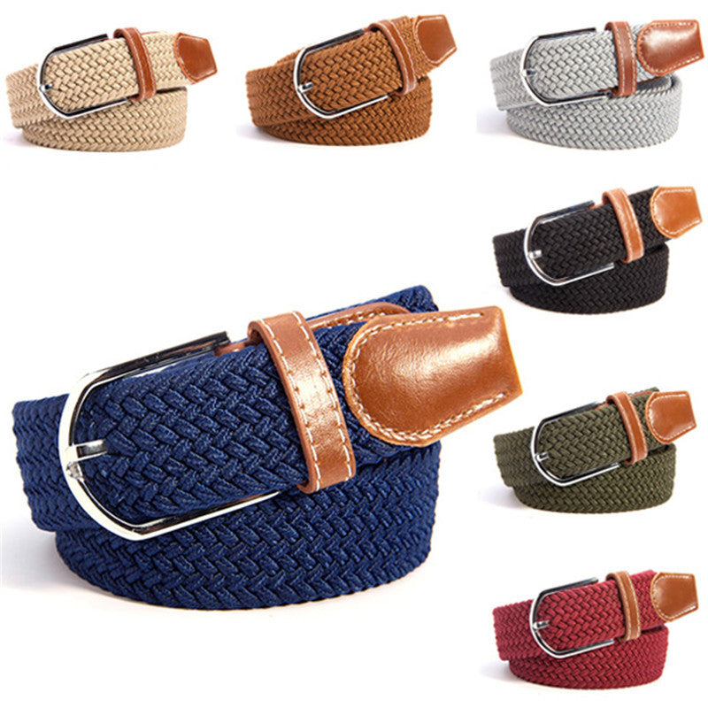 31 Colors Men Women's Canvas Plain Webbing Metal Buckle Woven Stretch Waist Belt-Dollar Bargains Online Shopping Australia