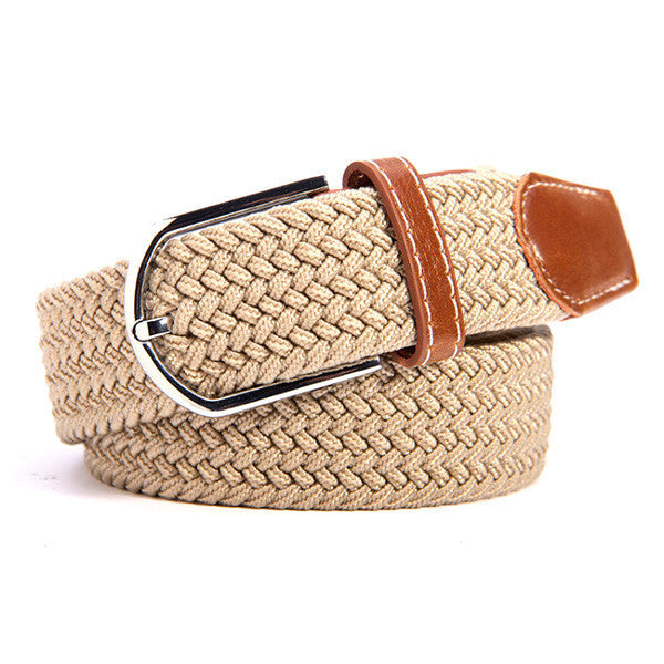 31 Colors Men Women's Canvas Plain Webbing Metal Buckle Woven Stretch Waist Belt-Dollar Bargains Online Shopping Australia