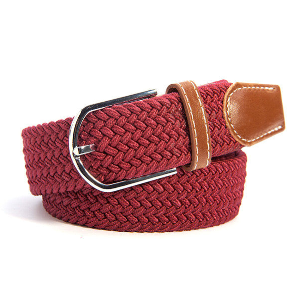 31 Colors Men Women's Canvas Plain Webbing Metal Buckle Woven Stretch Waist Belt-Dollar Bargains Online Shopping Australia