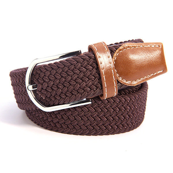 31 Colors Men Women's Canvas Plain Webbing Metal Buckle Woven Stretch Waist Belt-Dollar Bargains Online Shopping Australia