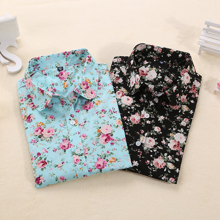 Women Blouses Turn Down Collar Floral Blouse Long Sleeve Shirt Women Camisas Femininas Women Tops And Blouses Fashion-Dollar Bargains Online Shopping Australia