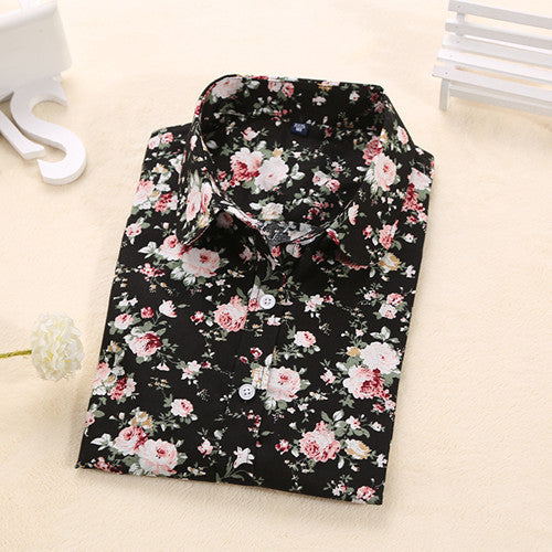 Women Blouses Turn Down Collar Floral Blouse Long Sleeve Shirt Women Camisas Femininas Women Tops And Blouses Fashion-Dollar Bargains Online Shopping Australia