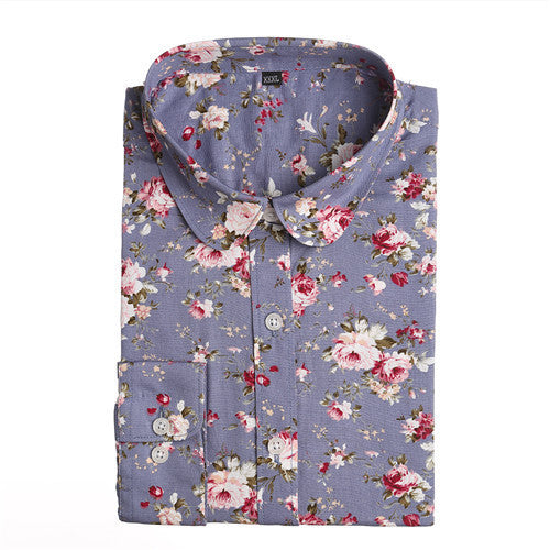 Women Blouses Turn Down Collar Floral Blouse Long Sleeve Shirt Women Camisas Femininas Women Tops And Blouses Fashion-Dollar Bargains Online Shopping Australia