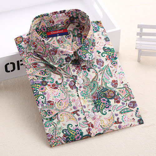 Women Blouses Turn Down Collar Floral Blouse Long Sleeve Shirt Women Camisas Femininas Women Tops And Blouses Fashion-Dollar Bargains Online Shopping Australia