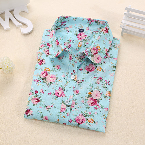 Women Blouses Turn Down Collar Floral Blouse Long Sleeve Shirt Women Camisas Femininas Women Tops And Blouses Fashion-Dollar Bargains Online Shopping Australia