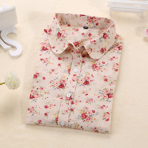 Women Blouses Turn Down Collar Floral Blouse Long Sleeve Shirt Women Camisas Femininas Women Tops And Blouses Fashion-Dollar Bargains Online Shopping Australia