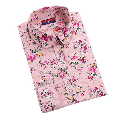 Women Blouses Turn Down Collar Floral Blouse Long Sleeve Shirt Women Camisas Femininas Women Tops And Blouses Fashion-Dollar Bargains Online Shopping Australia