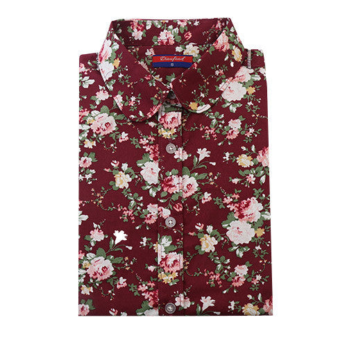 Women Blouses Turn Down Collar Floral Blouse Long Sleeve Shirt Women Camisas Femininas Women Tops And Blouses Fashion-Dollar Bargains Online Shopping Australia