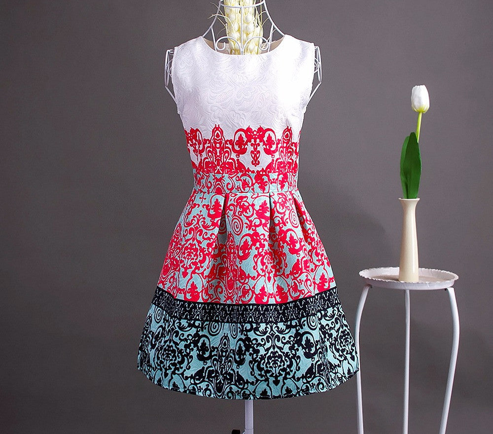 Fashion Bottoming Dress Summer Style Women Dress Vintage Printing Sexy Party Dresses vestidos Leisure Plus Size Summer Dress-Dollar Bargains Online Shopping Australia