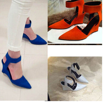 Women Wedges Shoes Fashion Brand Ankle Pointed Toe Pumps Sexy Sandals High Heels Black Blue Orange White Women Shoes Summer-Dollar Bargains Online Shopping Australia