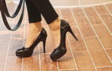 Solid color leather platform round toe high heels shallow mouth thin heels work women shoes red bride wedding shoes-Dollar Bargains Online Shopping Australia