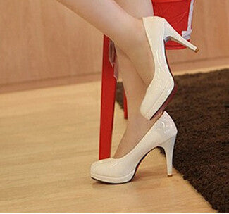 Solid color leather platform round toe high heels shallow mouth thin heels work women shoes red bride wedding shoes-Dollar Bargains Online Shopping Australia