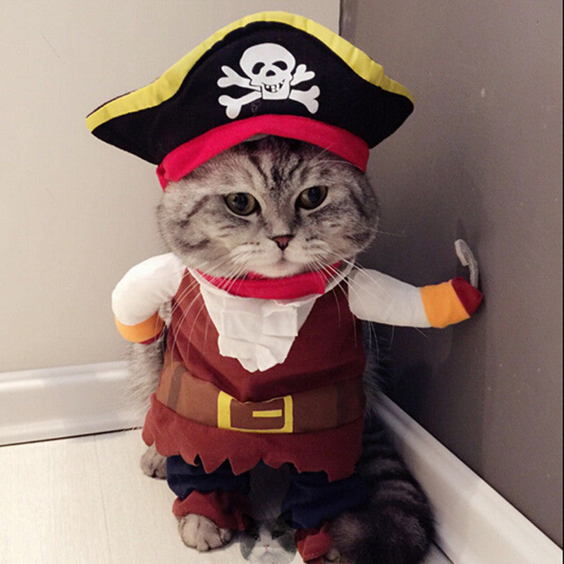 Funny Pirate Pet Cat Costume Suit Cat Clothing Winter Pet Dog Coat Jumpsuit Jackets with Hat Pullover Roupa para Cachorro #30-Dollar Bargains Online Shopping Australia