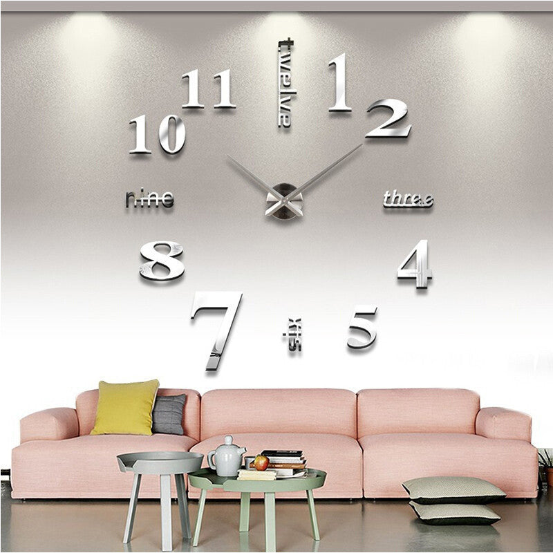 Quartz clocks fashion watches 3d real big wall clock rushed mirror sticker diy living room decor-Dollar Bargains Online Shopping Australia