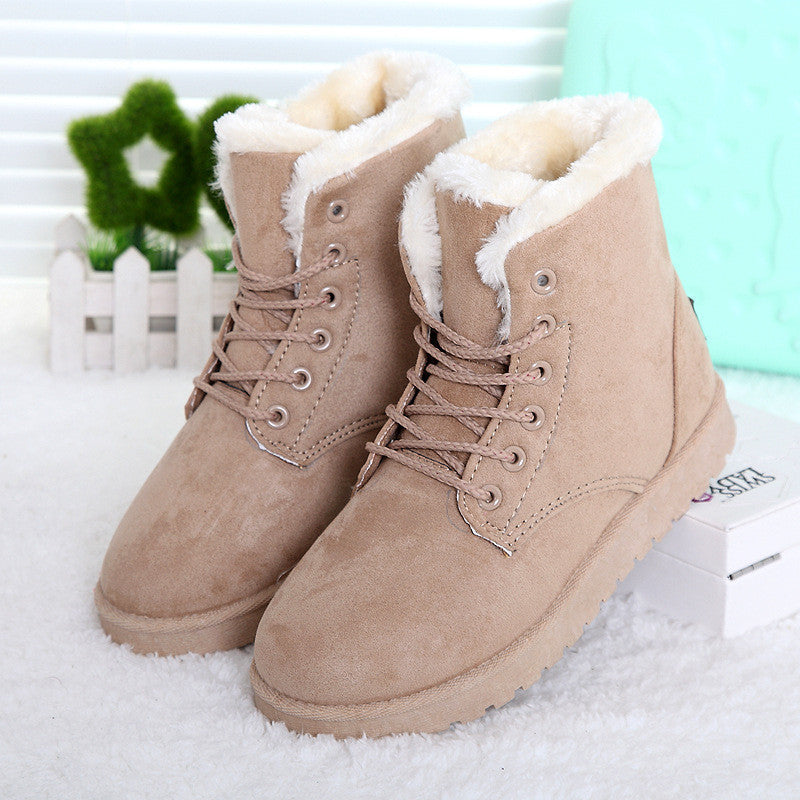 Women Boots Snow Warm Winter Boots Lace Up Fur Ankle Boots Ladies Winter Shoes Black NM01-Dollar Bargains Online Shopping Australia