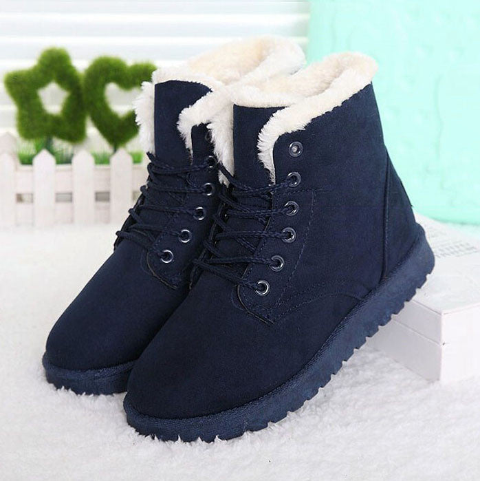 Women Boots Snow Warm Winter Boots Lace Up Fur Ankle Boots Ladies Winter Shoes Black NM01-Dollar Bargains Online Shopping Australia