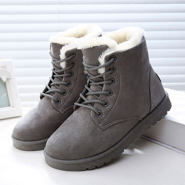 Women Boots Snow Warm Winter Boots Lace Up Fur Ankle Boots Ladies Winter Shoes Black NM01-Dollar Bargains Online Shopping Australia