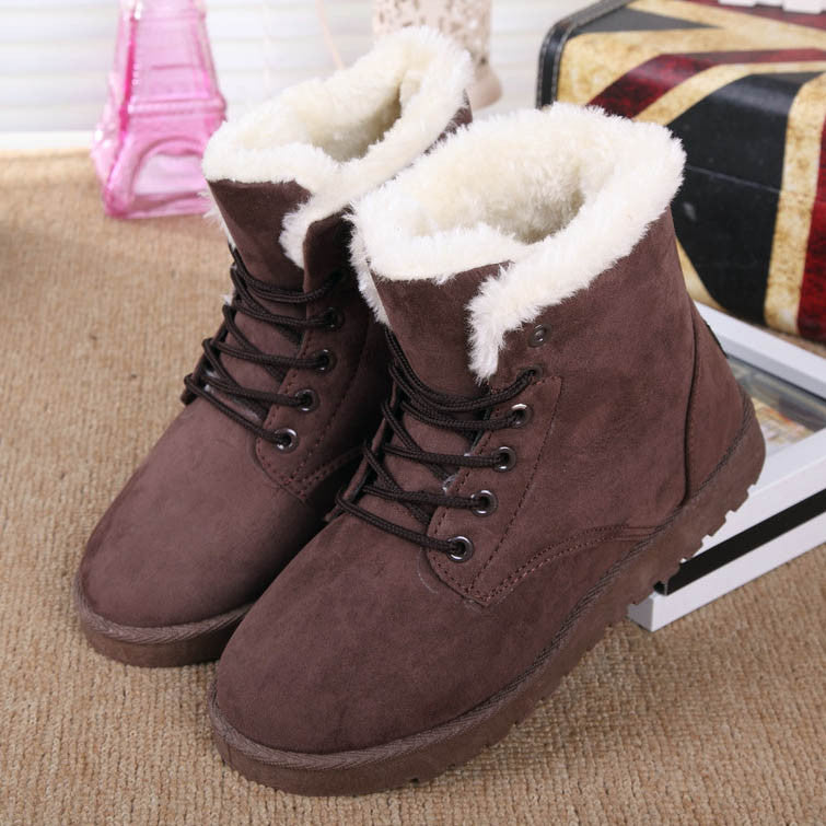 Women Boots Snow Warm Winter Boots Lace Up Fur Ankle Boots Ladies Winter Shoes Black NM01-Dollar Bargains Online Shopping Australia