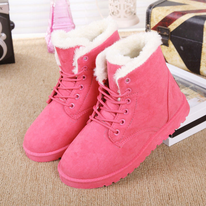 Women Boots Snow Warm Winter Boots Lace Up Fur Ankle Boots Ladies Winter Shoes Black NM01-Dollar Bargains Online Shopping Australia