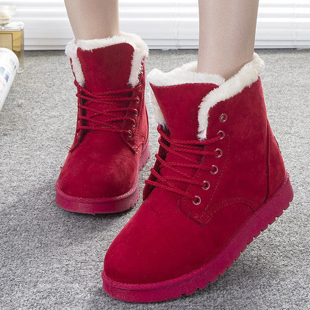 Women Boots Snow Warm Winter Boots Lace Up Fur Ankle Boots Ladies Winter Shoes Black NM01-Dollar Bargains Online Shopping Australia