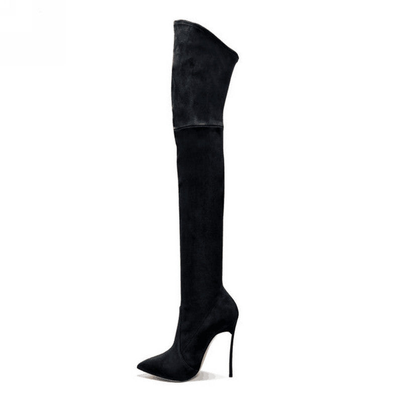 Autumn Winter Women Boots Stretch Faux Suede Slim Thigh High Boots Fashion Sexy Over the Knee Boots High Heels Shoes Woman-Dollar Bargains Online Shopping Australia
