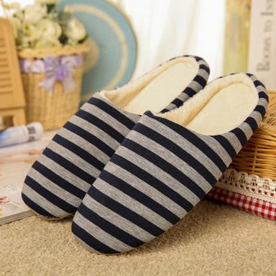 Slippers Men Women Indoor Pantufas Winter Cotton Striped Slipper Home Shoes Soft Floor Household Female/male Plush Chinelos-Dollar Bargains Online Shopping Australia