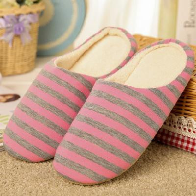 Slippers Men Women Indoor Pantufas Winter Cotton Striped Slipper Home Shoes Soft Floor Household Female/male Plush Chinelos-Dollar Bargains Online Shopping Australia