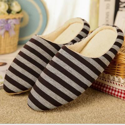 Slippers Men Women Indoor Pantufas Winter Cotton Striped Slipper Home Shoes Soft Floor Household Female/male Plush Chinelos-Dollar Bargains Online Shopping Australia