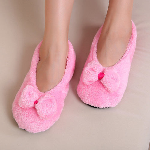 BowKnot Warm Soft Sole Women Indoor Floor Slippers/Shoes Bow Tie Flannel Home Slippers-Dollar Bargains Online Shopping Australia