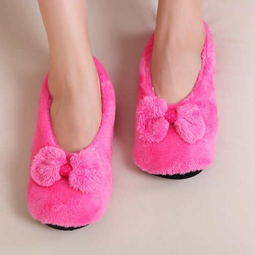 BowKnot Warm Soft Sole Women Indoor Floor Slippers/Shoes Bow Tie Flannel Home Slippers-Dollar Bargains Online Shopping Australia