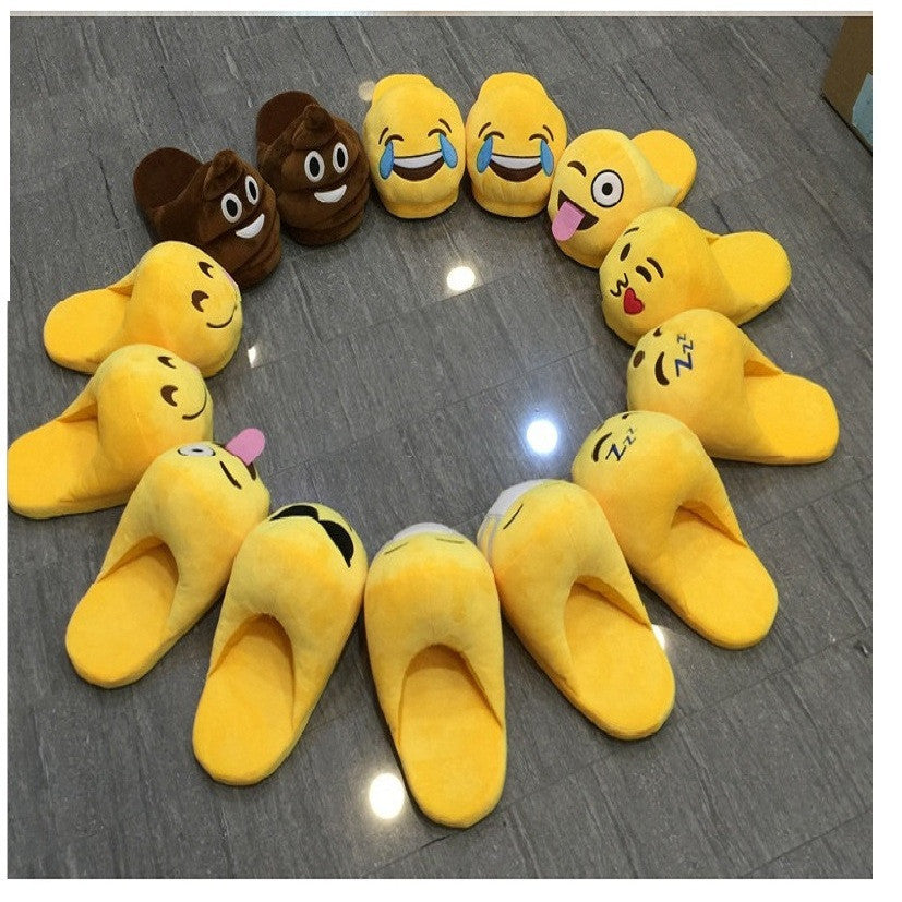 Indoor Warm Emoji Slippers Winter Cotton Plush Slipper Emoji Shoes Smiley Emoticon Winter Soft Size-Dollar Bargains Online Shopping Australia