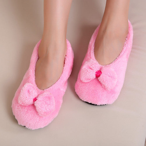 Big Bow Knot Warm Soft Sole Women Indoor Floor Slippers/Shoes Bow Tie Flannel Home Slippers-Dollar Bargains Online Shopping Australia