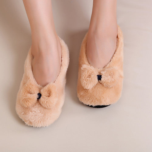 Big Bow Knot Warm Soft Sole Women Indoor Floor Slippers/Shoes Bow Tie Flannel Home Slippers-Dollar Bargains Online Shopping Australia