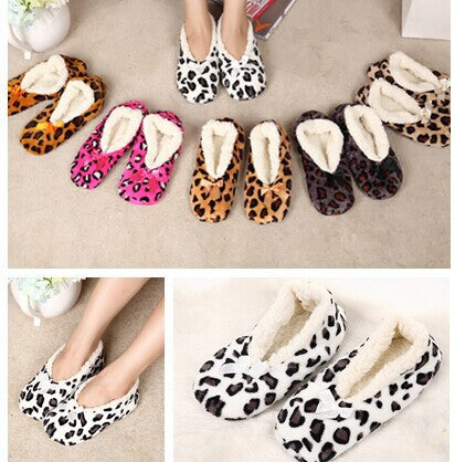 Home Soft Plush Leopard Slippers Coral Fleece Indoor Home Shoes,Floor Socks , Indoor Slippers Winter Foot Warmer 7 Color-Dollar Bargains Online Shopping Australia