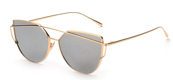 Mirror Flat Lense Women Cat Eye Sunglasses Classic Brand Designer Twin-Beams Rose Gold Frame Sun Glasses for Women M195-Dollar Bargains Online Shopping Australia