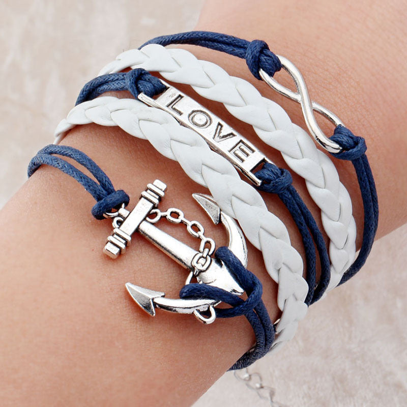 multilayer Charm bracelet anchor bracelet men paracord bracelets love pulsera hombre leather bracelet bijoux homme-Dollar Bargains Online Shopping Australia