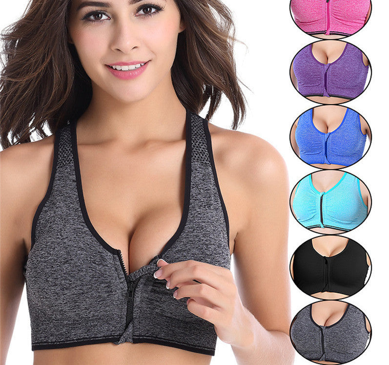 Sexy Women Sport Yoga Top Bra for Running Gym Workout Wire Front Zipper Fitness Sports Shirt Woman Yoga Vest Bras-Dollar Bargains Online Shopping Australia