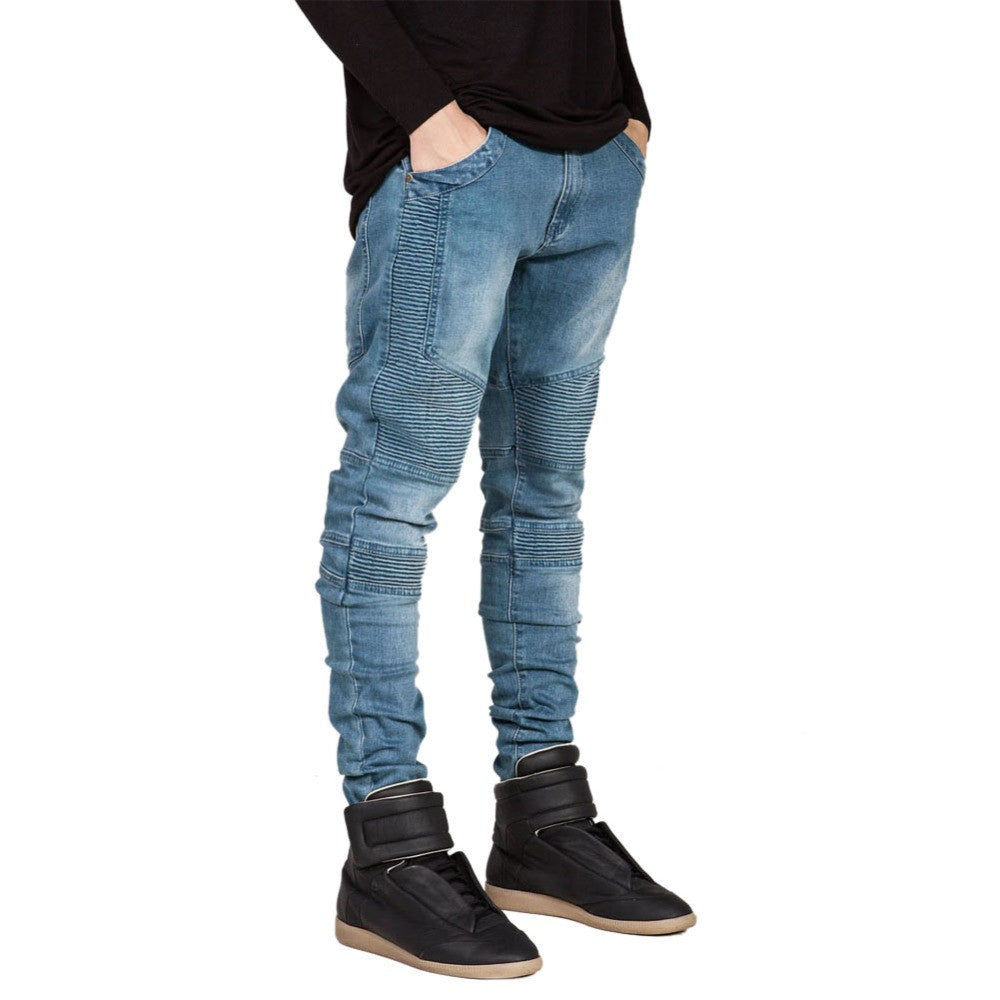 Famous Brand Men Straight Slim Fit Biker Jeans Pant Denim Trousers Jeans Men Biker Denim skinny Jeans Men-Dollar Bargains Online Shopping Australia