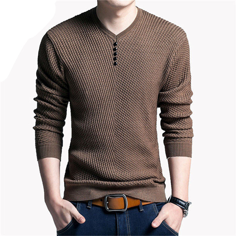 Solid Color Pullover Men V Neck Sweater Men Long Sleeve Shirt Mens Sweaters Wool Casual Dress Brand Cashmere Knitwear Pull Homme-Dollar Bargains Online Shopping Australia