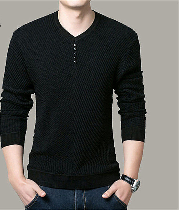 Solid Color Pullover Men V Neck Sweater Men Long Sleeve Shirt Mens Sweaters Wool Casual Dress Brand Cashmere Knitwear Pull Homme-Dollar Bargains Online Shopping Australia