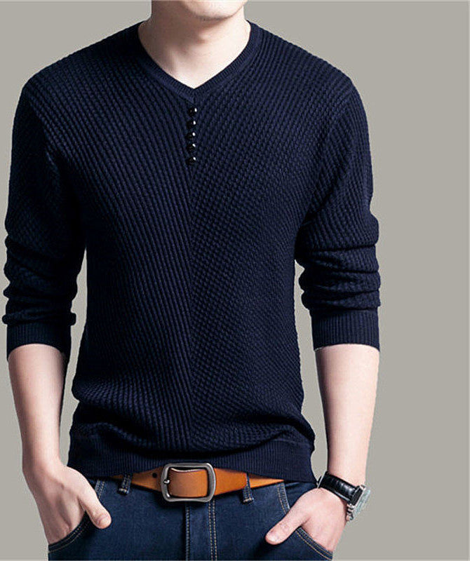 Solid Color Pullover Men V Neck Sweater Men Long Sleeve Shirt Mens Sweaters Wool Casual Dress Brand Cashmere Knitwear Pull Homme-Dollar Bargains Online Shopping Australia