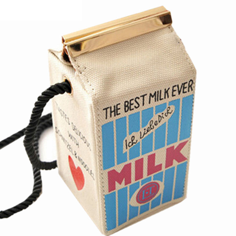 Cute Stereo Mini Milk Box Makeup Cartoon Bag Women Fashion Letter Canvas Shoulders Bag LL1335-Dollar Bargains Online Shopping Australia