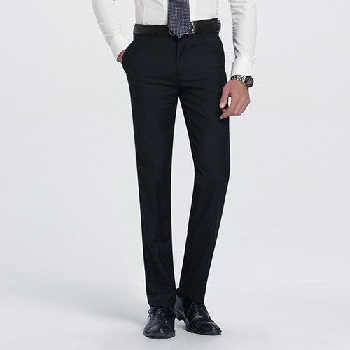 Autumn Men's Gray-Solid Suit Separate Pant Flat-Front Slim Fit Unelastic Lightweight Wrinkle-resistant Business Dress Pants-Dollar Bargains Online Shopping Australia
