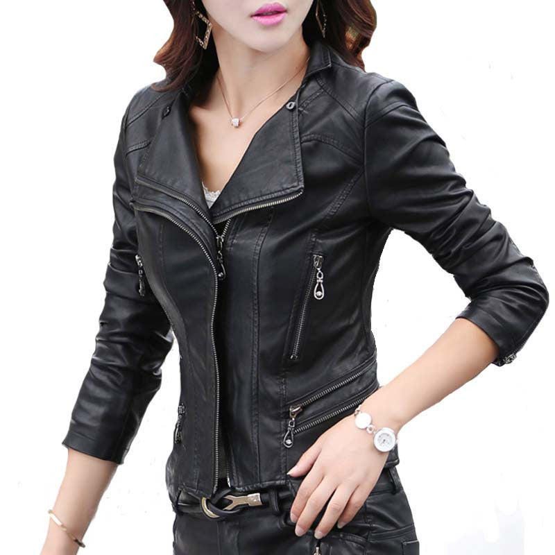 Fashion Autumn Winter Women Leather Coat Female Slim Rivet Leather Jacket Women's Outerwear WWP108-Dollar Bargains Online Shopping Australia