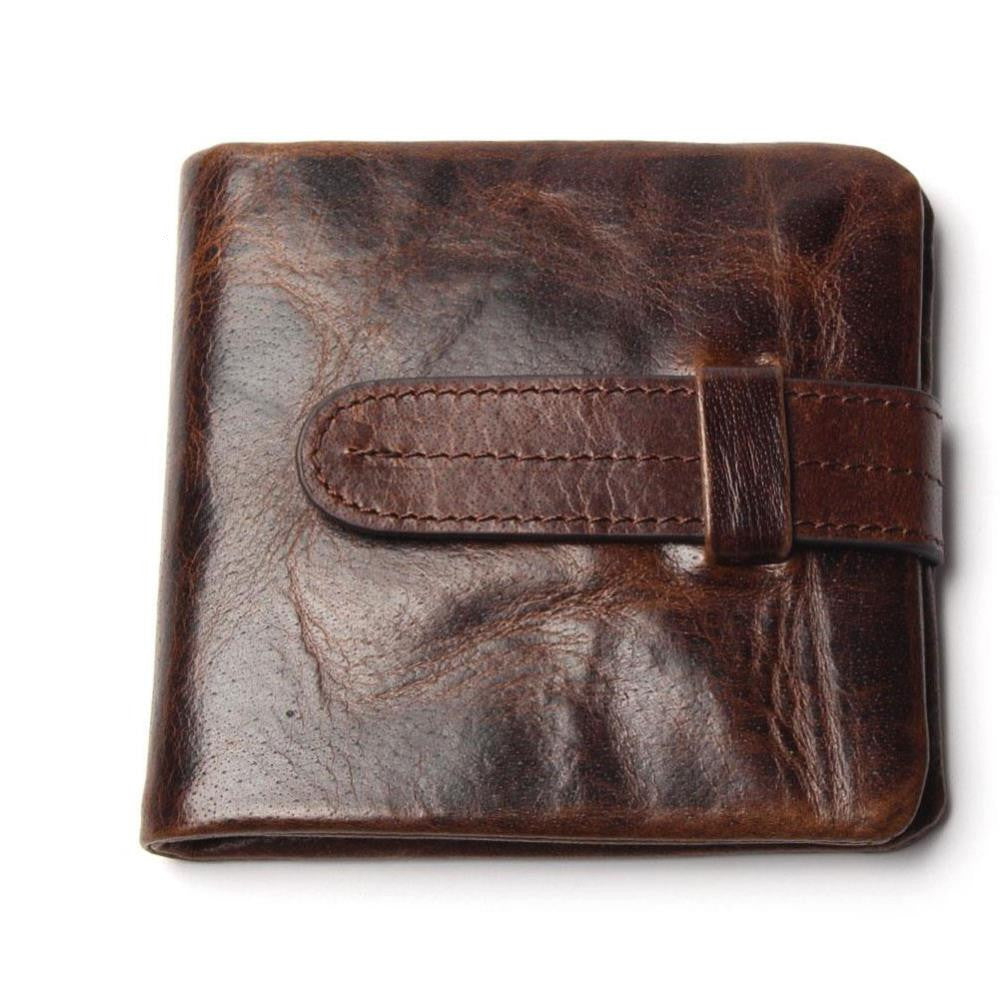 Luxury Vintage Casual 100% Real Genuine Cowhide Oil Wax Leather Men Short Bifold Wallet Wallets Purse Coin Pocket Male Zipper-Dollar Bargains Online Shopping Australia
