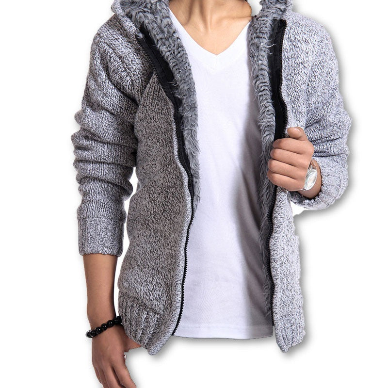 Autunm Winter Fur Lining Thicken Hoodies Men Casual Zipper Solid Warm Moleton Masculino MZM179-Dollar Bargains Online Shopping Australia